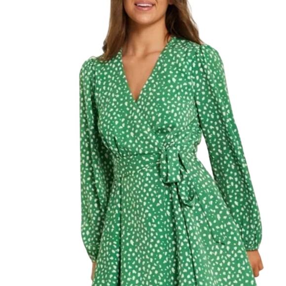 Japna Polka Dot Ruffled Tiered Wrap Dress Size L - Picture 1 of 8